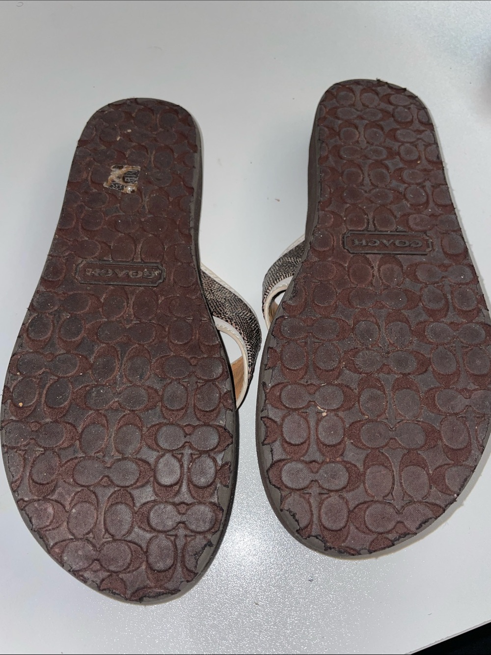 Coach Brown and White Women's Thong Sandals - Picture 2 of 2